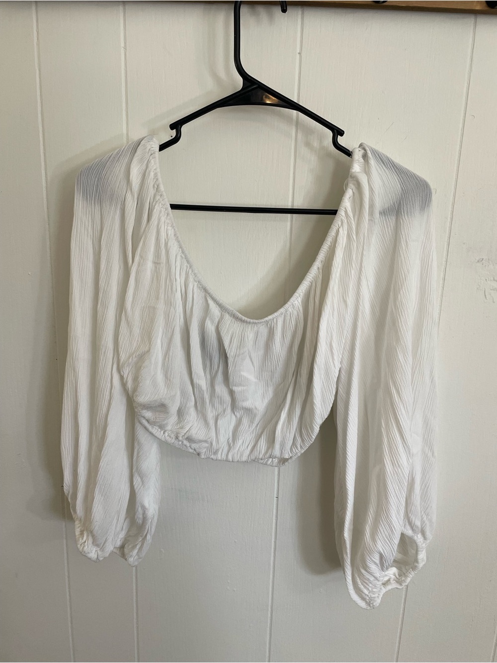 Fashion to Figure White Peasant-Style Cropped Top